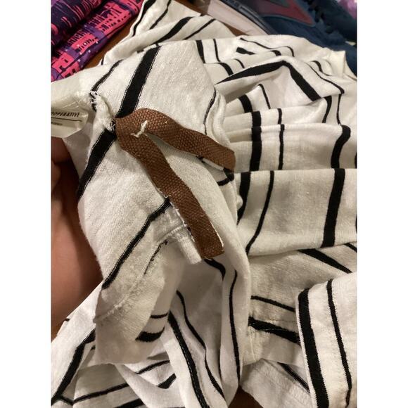 REI CO-OP Womens Hemp Shirt Striped White Black XS Extra Small Gorpcore Granola - Picture 12 of 12